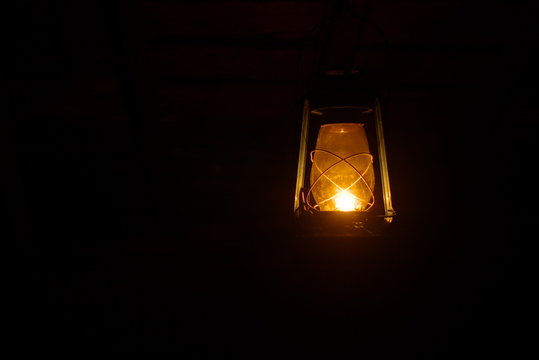 old lamp shine in the dark