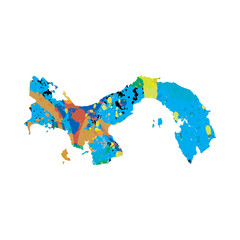Illustration of a colourfully filled outline of Panama
