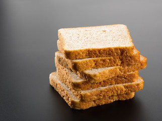 Heap of toasted bread slices