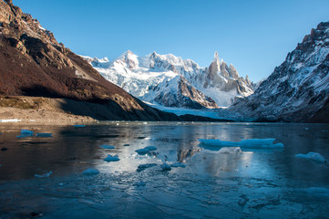 Frozen lake at the Cerro Torre, Fitz Roy, Argentina