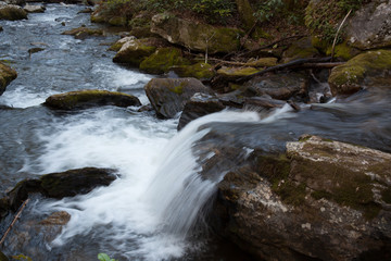 Fototapeta premium Mountain stream cascading by rocks