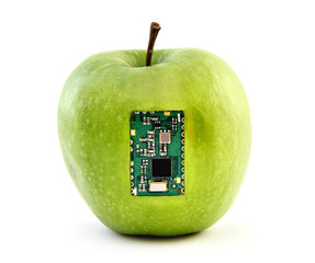 Apple with an integrated circuit