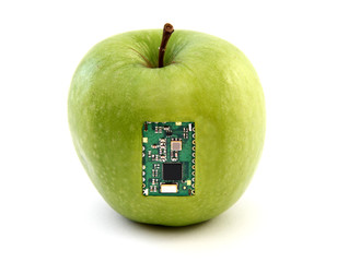 Apple with an integrated circuit