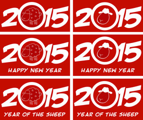Obraz premium Year Of Sheep 2015 Numbers Design Cards 1. Collection Set