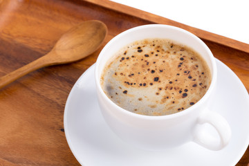 Cup of coffee on a wooden