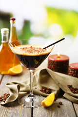 Espresso cocktail served on table
