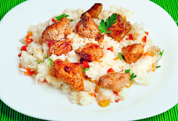 Risotto with meat