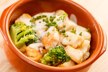 meat and vegetables in the pot