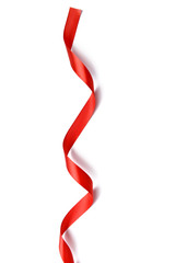 Shiny red satin ribbon isolated on white