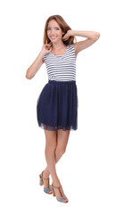 Beautiful young woman isolated on white