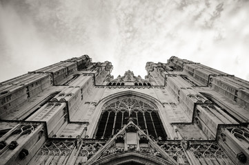 Cathedral of St. Michael view from the ground - b&w