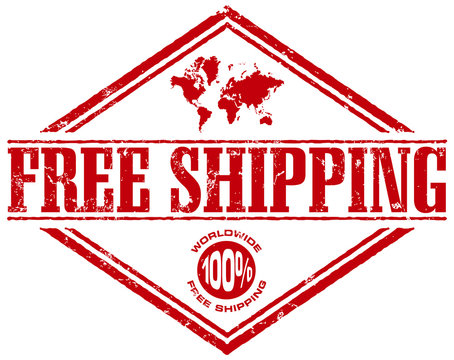 free shipping stamp with world map