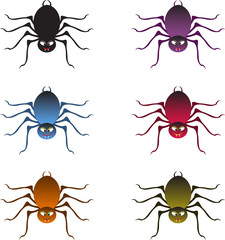 Multicolor Spiders Illustration