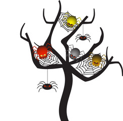 Spooky Spider Web Tree Iluustration
