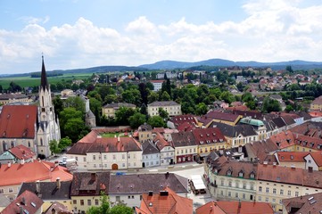 Fototapeta na wymiar Melk city view from Melk Abbey, Austria