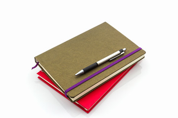 Red and brown diary book.