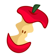 bitten red apple isolated illustration