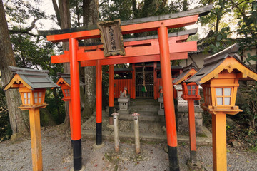 Fototapeta na wymiar The torii gate of HISATOMI Daimyojin.