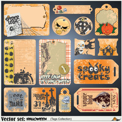 Vector set: tags, label and sticker on a theme of Halloween