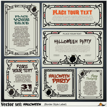 Border style labels on different topics on a theme of halloween