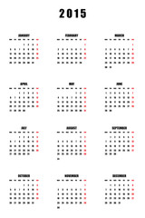 2015 Calendar isolated on white background