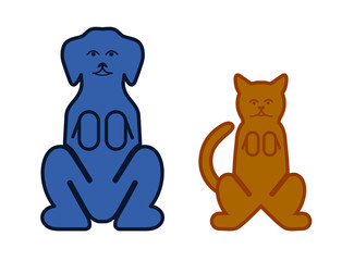 Obraz na płótnie Canvas cat and dog color symbols of pets
