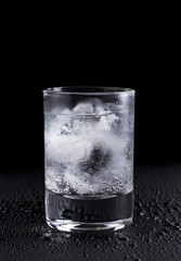 shot of cold sparkling alcohol