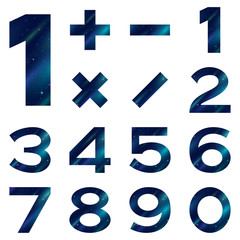 Fototapeta premium Numbers set, blue space