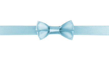 horizontal border with light blue color ribbon bow