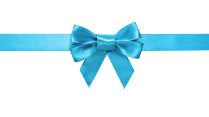 azure blue ribbon bow horizontal border