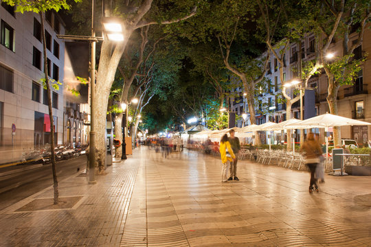 La Rambla at Night  in Barcelona