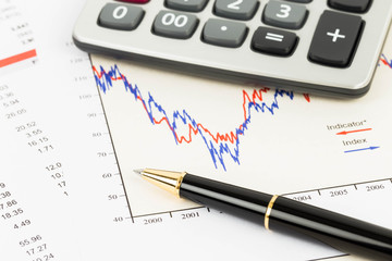 Financial report or stock market graph analysis
