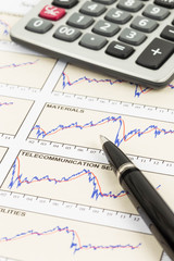 Financial report or stock market graph analysis