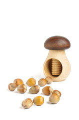 Nut cracker with hazelnuts isolated