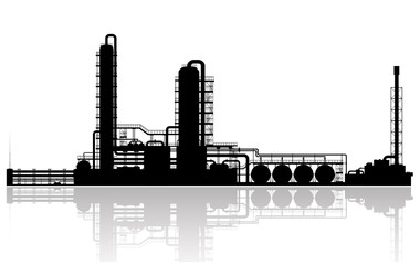 Oil refinery silhouette. Vector illustration.