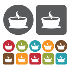 Soup Icon. Breakfast And Dining Sign Icons Set. Round And Rectan