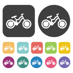 Obraz premium Bicycle Icons Set. Round And Rectangle Colourful 12 Buttons. Vec