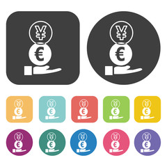 Euro And Dollar Sign Icon. Currency Exchange Sign Icons Set. Rou