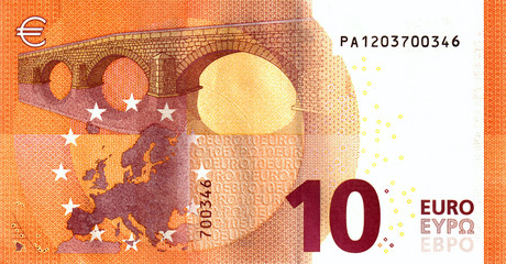 The new banknote of 10 euros, isolated