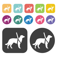 Guide dog icon. Disabled Related icons set. Round And Rectangle