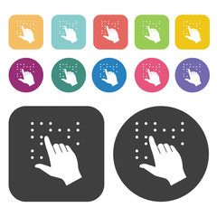 Reading braille icon. Disabled Related icons set. Round And Rect - obrazy, fototapety, plakaty