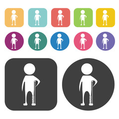Person with broken leg icon. Disabled Related icons set. Round A