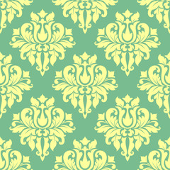 Floral yellow damask seamless pattern