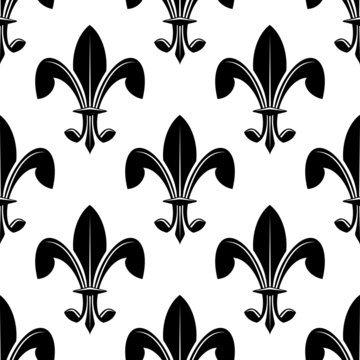 Black And White Seamles Fleur De Lys Pattern