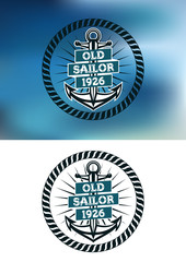 Fototapeta premium Nautical themed old sailor badge
