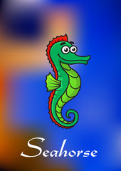 Cute little cartoon seahorse