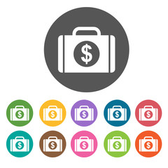 Money Case icon. Money finance icons set. Round colourful 12 but