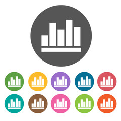Linear Graph icon. Money finance icons set. Round colourful 12 b