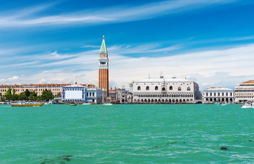 Fototapeta na wymiar Campanile and Doge's palace on Saint Marco square, Venice, Italy