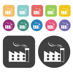 Factory Icon. Planning And Business Strategy Icons Set. Round An